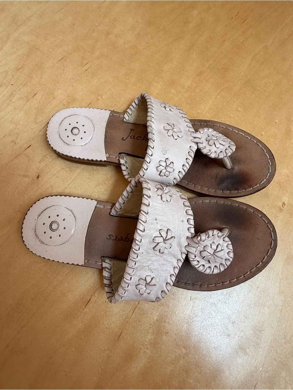 Jack Rogers Girls Leather Pink Miss Jacks size 3 big kids EUC